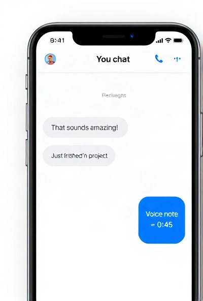 You chat app interface showing messages and voice notes