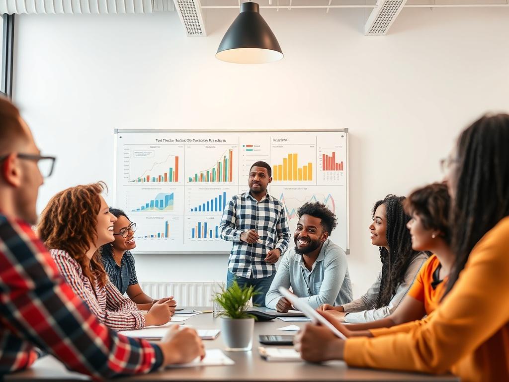 An inspiring image of a diverse team in a brainstorming