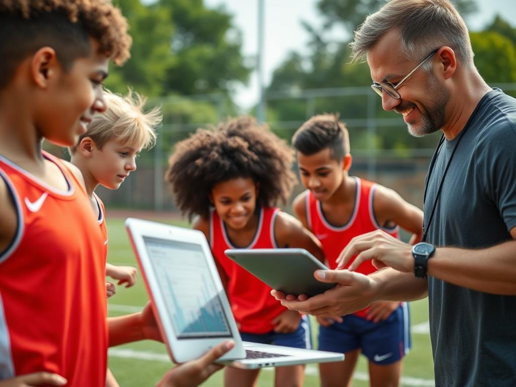 A vibrant, high resolution image of young athletes engaged in
