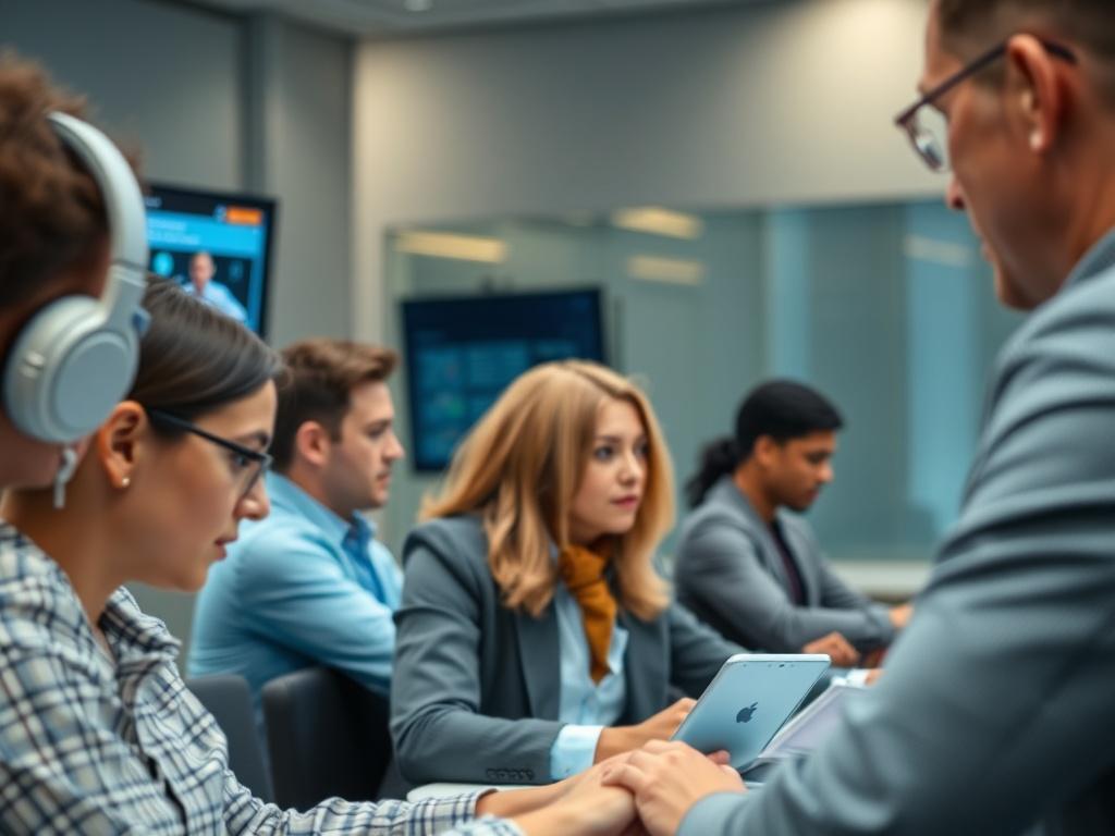 A close up shot of a trainer leading a digital