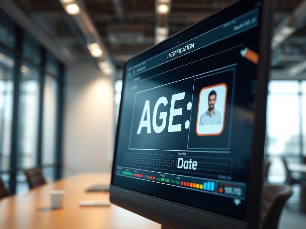A close up shot of a digital age verification interface