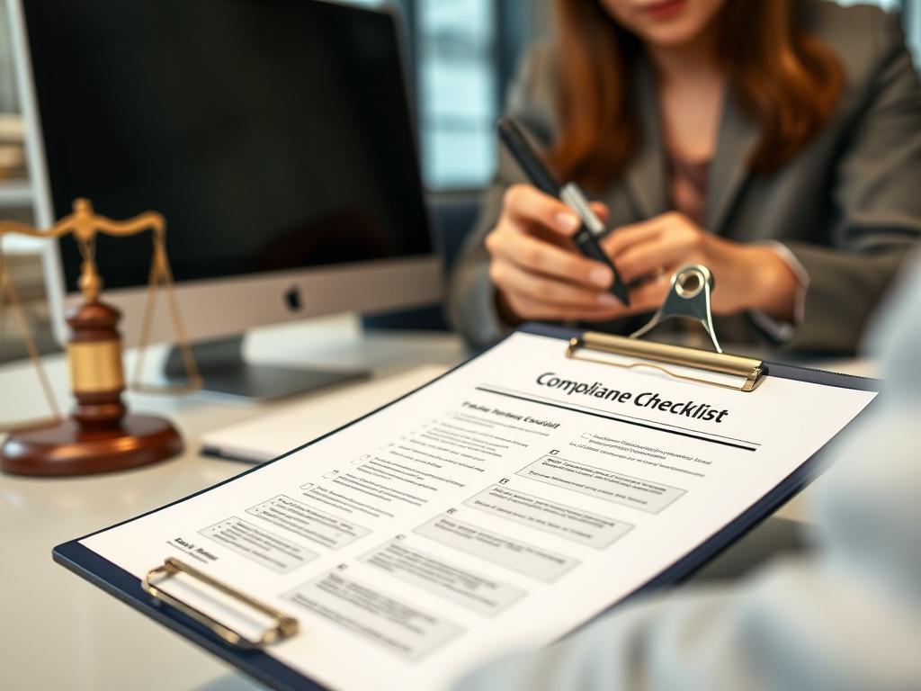 A close up shot of a compliance checklist on a