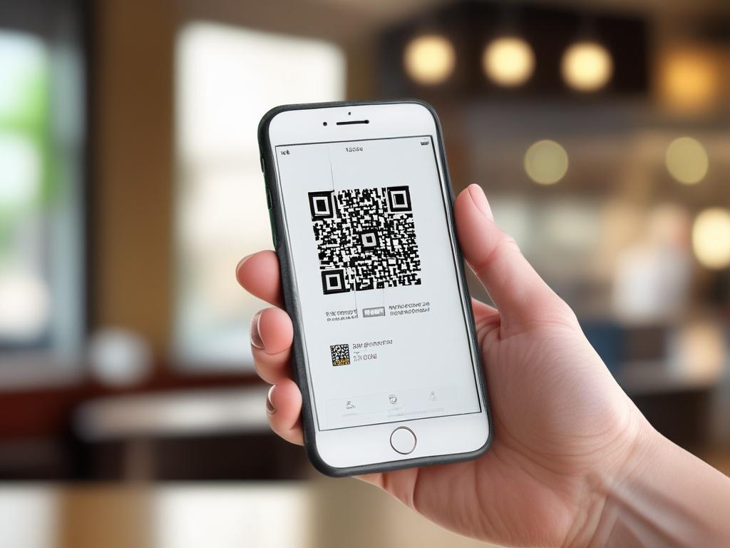 A close up of a smartphone displaying a QR code