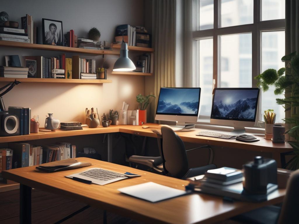 **Prompt for AI Image Generator:**

Create a highly realistic, high-resolution photo depicting a sole subject — a freelancer in a modern home office. The freelancer, a young South Asian woman, sits at a stylish wooden desk with a laptop open in front of her. She is visibly engaged in her work, exuding a sense of focus and determination. 

The desk should feature an ObloPay wallet app displayed on her laptop screen, showcasing a clean user interface that symbolizes efficiency and innovation in payment soluti