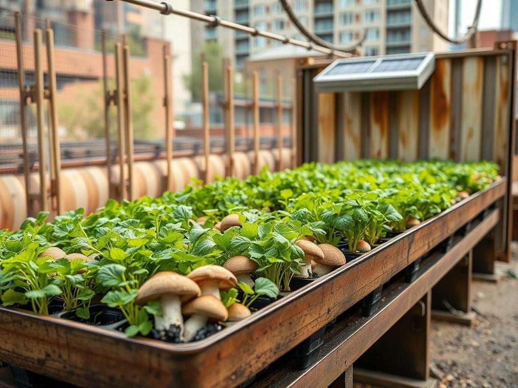 A high resolution of a modular solar powered container farm,