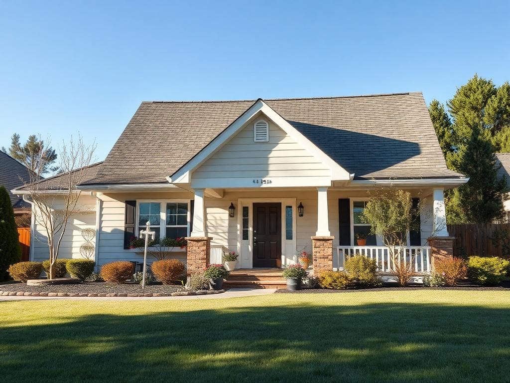 An inviting image of a cozy home with a well-maintained yard, symbolizing security and comfort. The focus should be on the house, showcasing a sense of protection and warmth. The background can include a clear blue sky, enhancing the feeling of safety and tranquility.