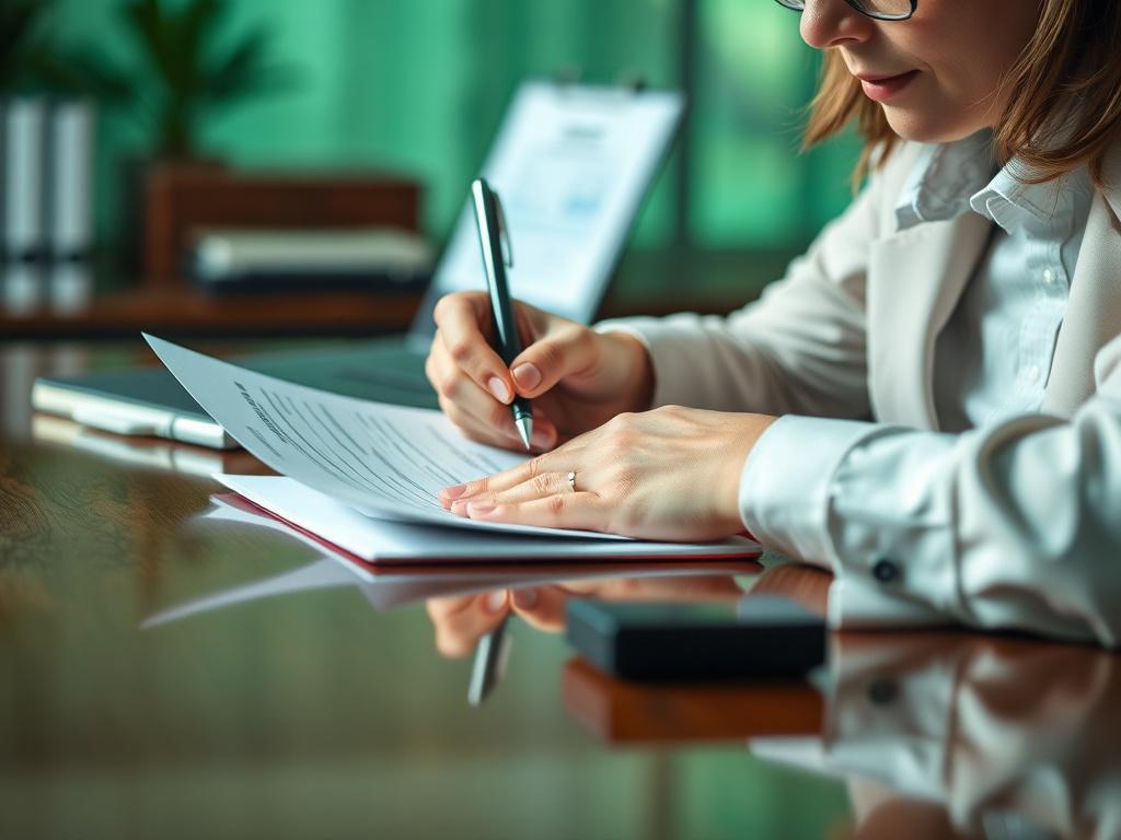 A close up shot of a focused academic consultant reviewing