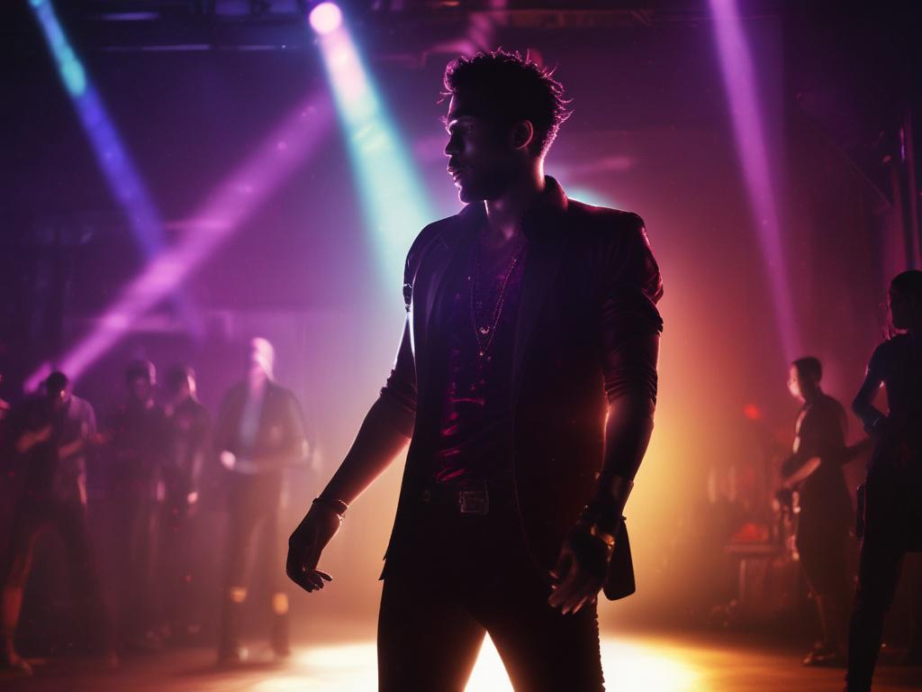 high resolution of a vibrant music video scene featuring an
