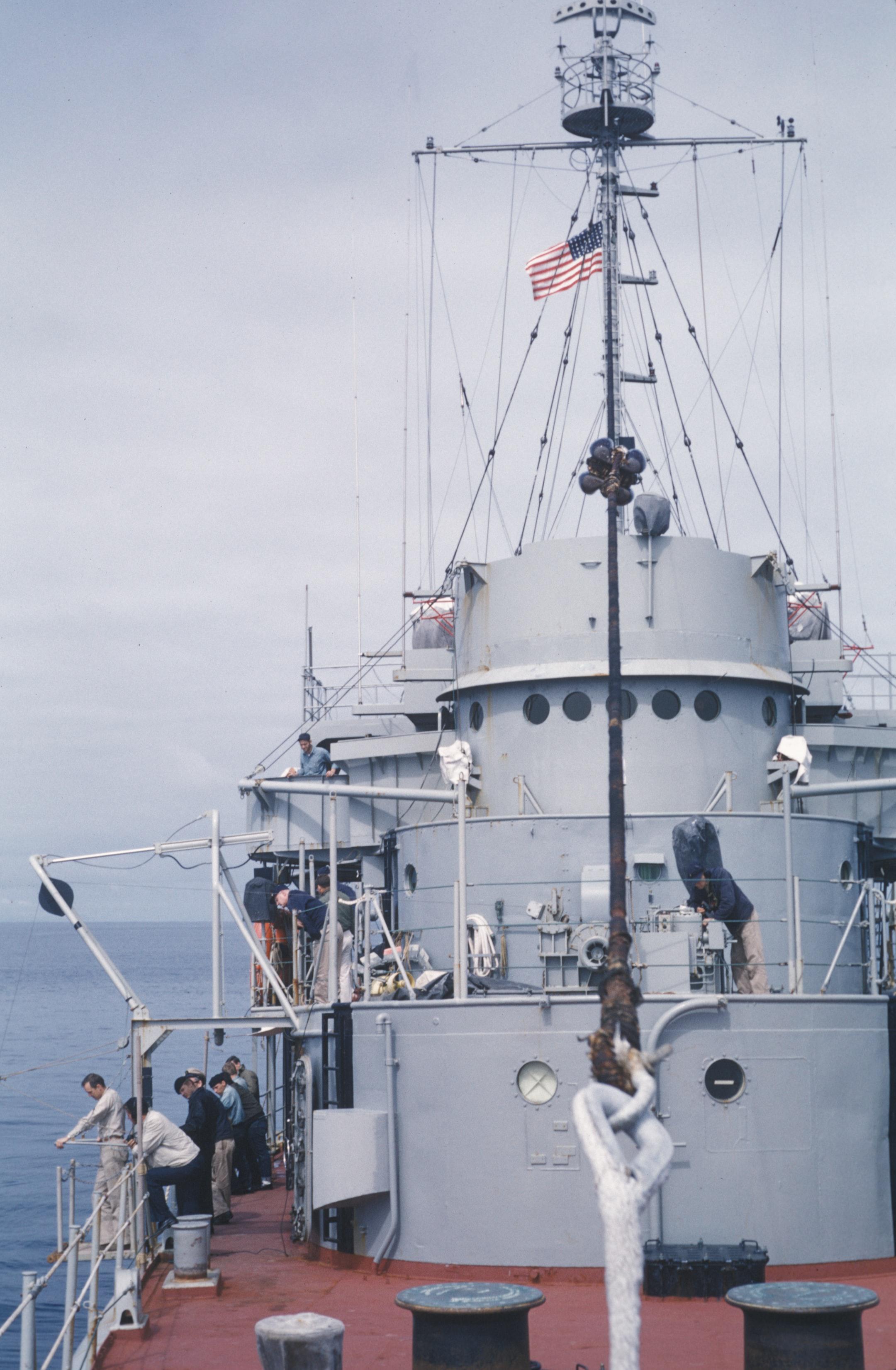 Oceanographic operations on the Coast and Geodetic Survey Ship PIONEER. Lieutenant Commander Harley Nygren on the platform.
