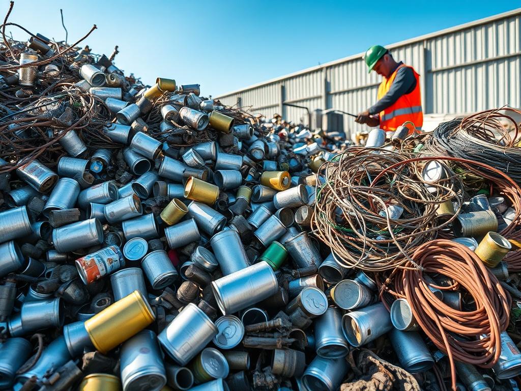 A close up of a pile of various scrap metals,