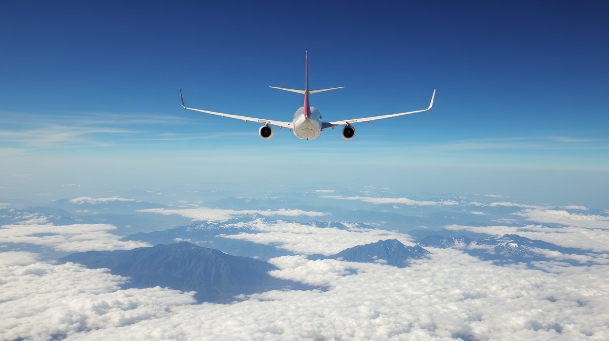 Aerial view of airplane in flight