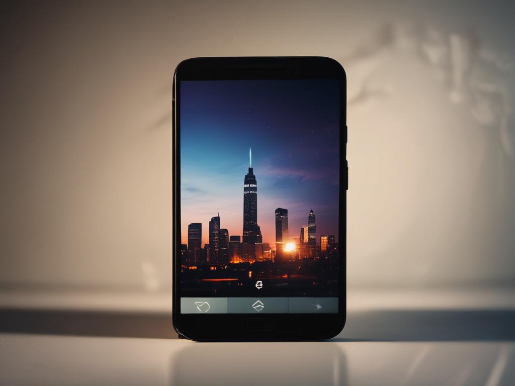 high resolution of a smartphone displaying blurred video content, dramatic