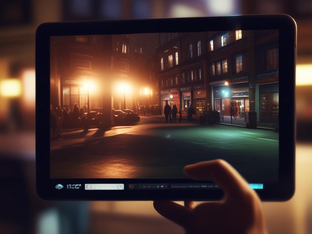 high resolution of a blurred video on a tablet, intense