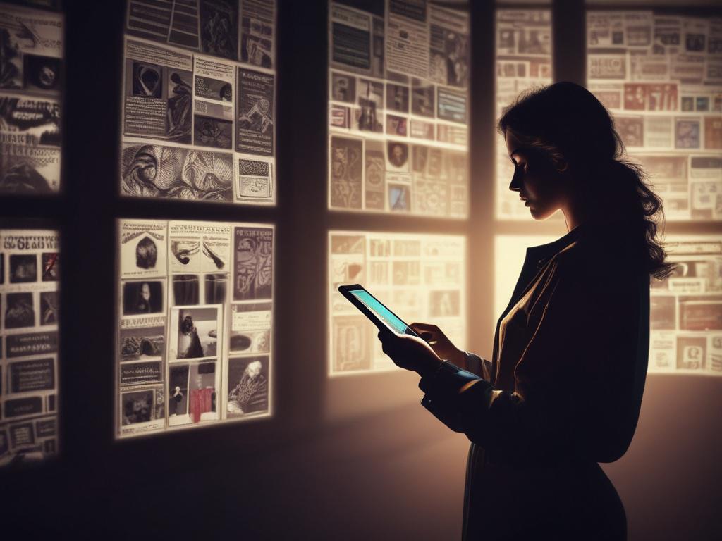 an artistic representation of a person browsing exclusive content on