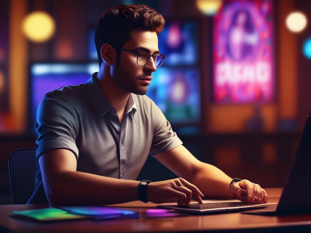 a close up of a person enjoying a video on