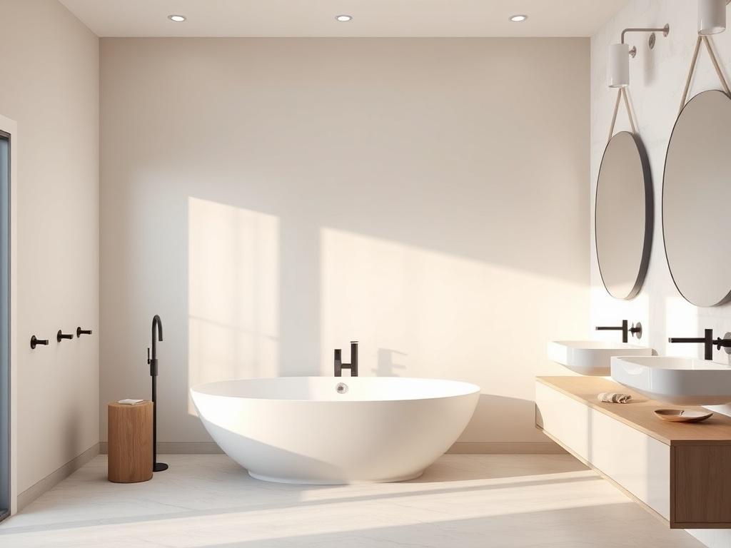 A beautifully remodeled bathroom featuring a freestanding soaking tub, modern