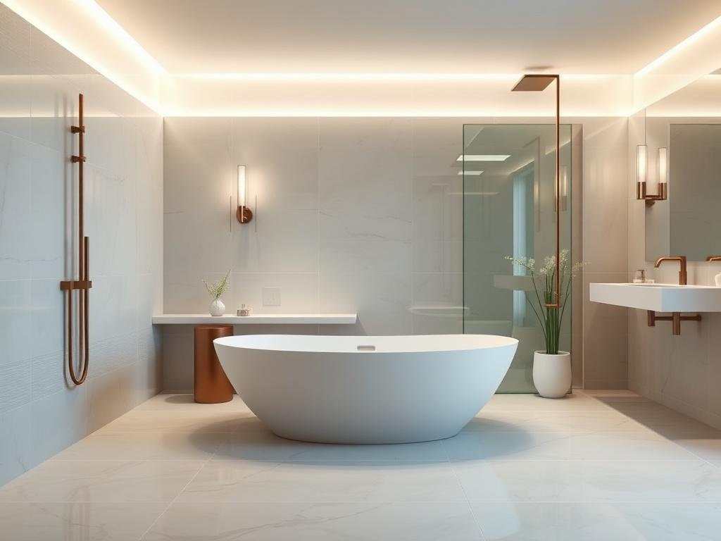 A high resolution image of a spa like bathroom featuring