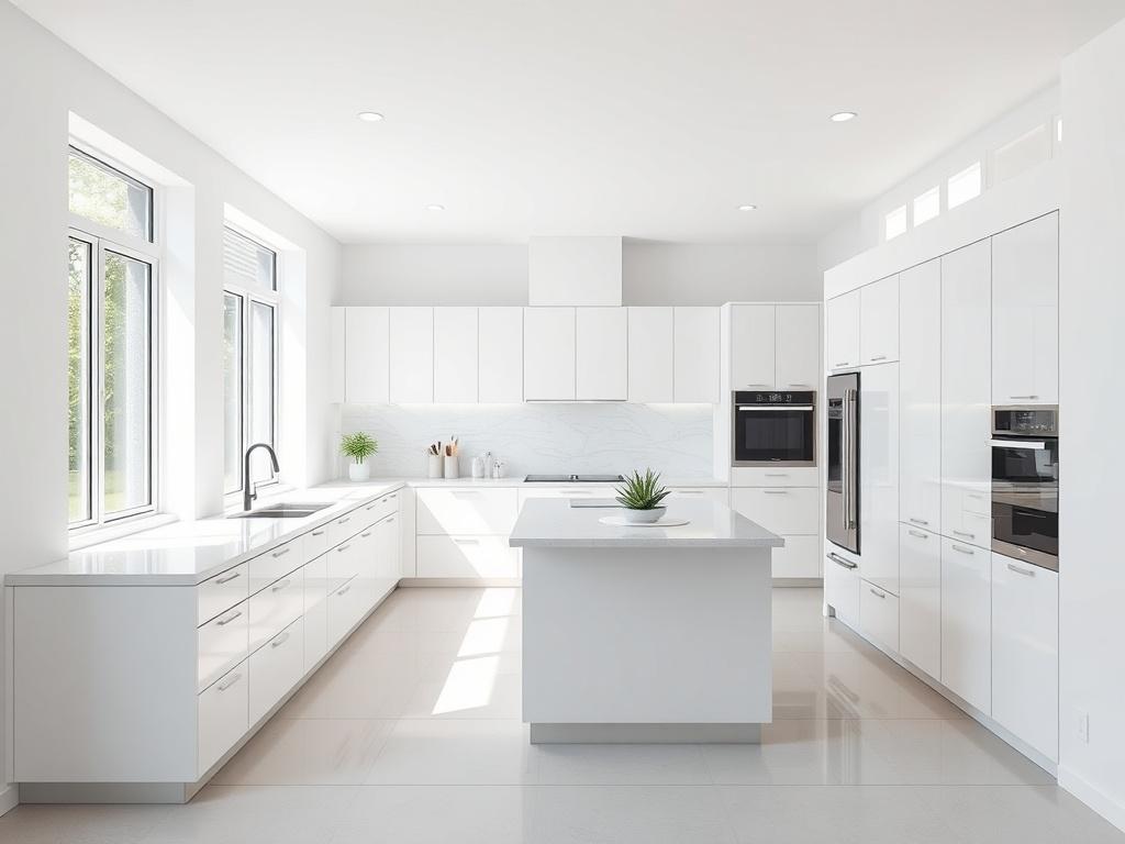 A high resolution image of a modern kitchen with sleek