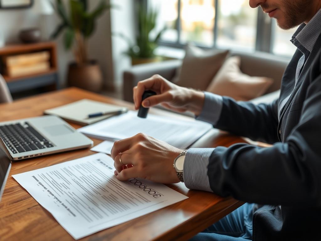 A close up shot of a professional mobile notary in
