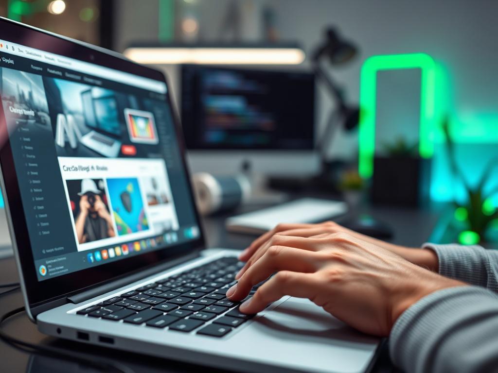 A close up shot of a web developer's hands typing