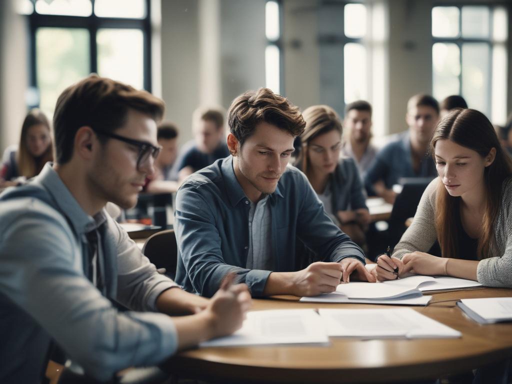 A close up of a group of students engaged in
