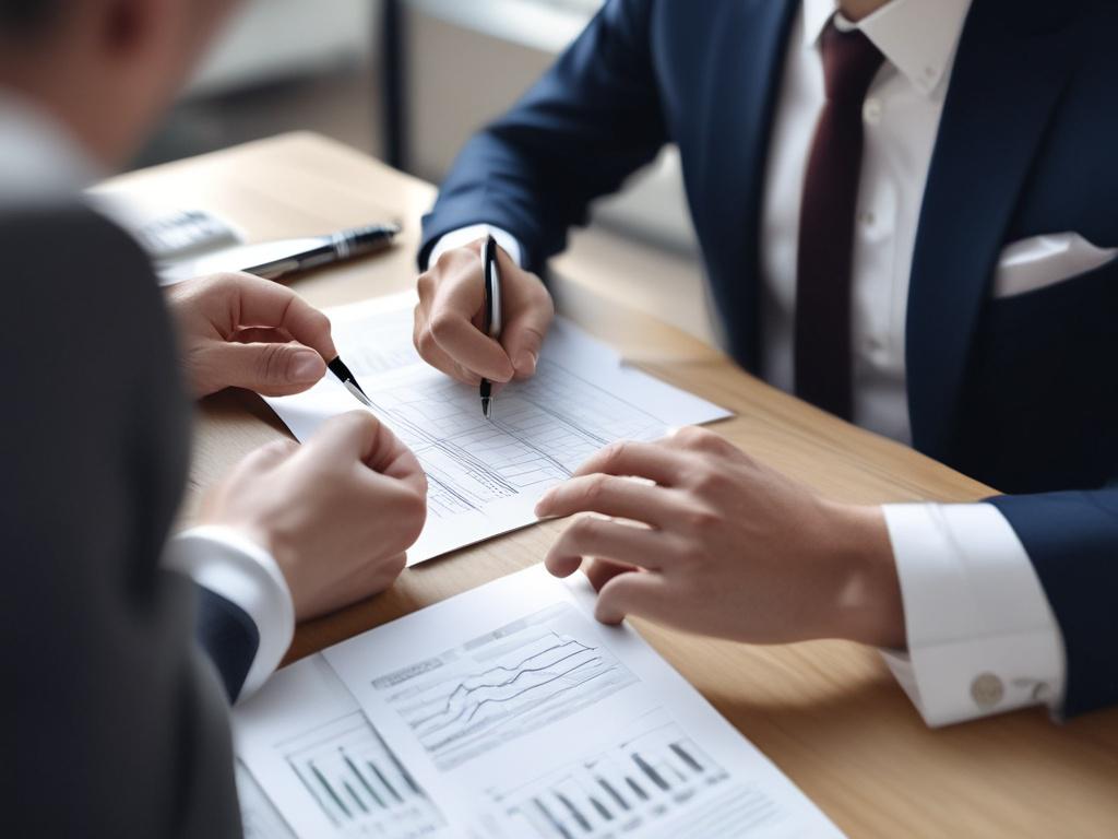 A close up of a professional financial advisor discussing investment