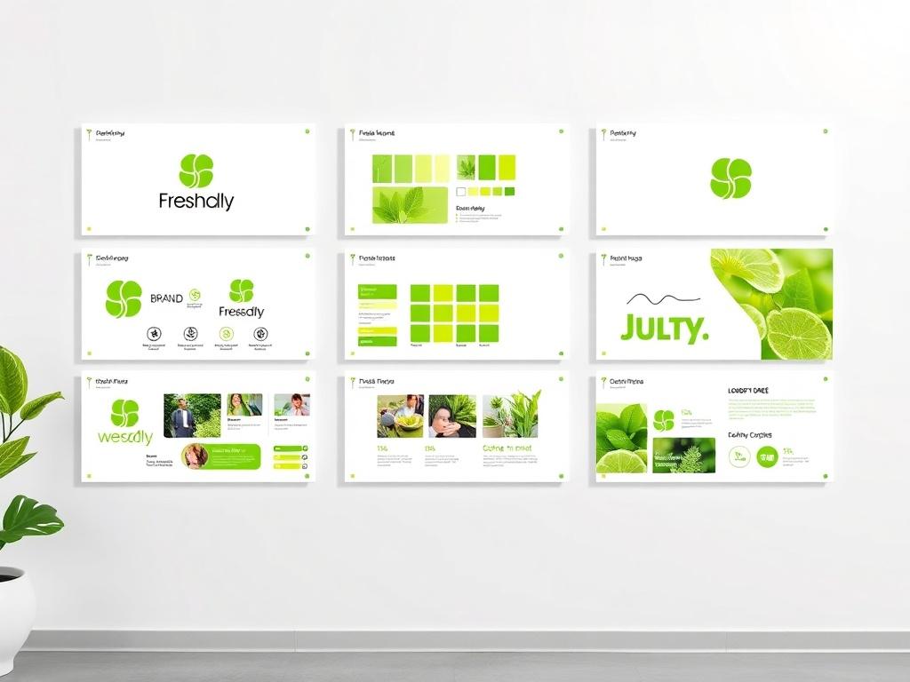 A visually striking brand identity presentation displayed on a clean
