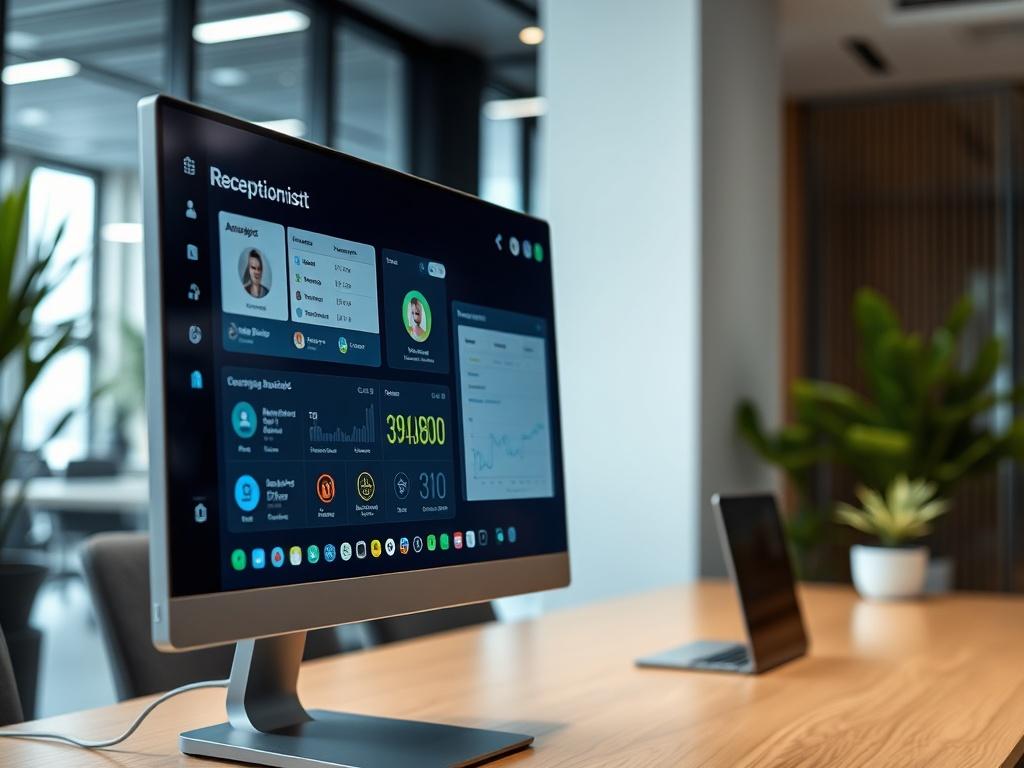 A close up shot of an AI receptionist interface on