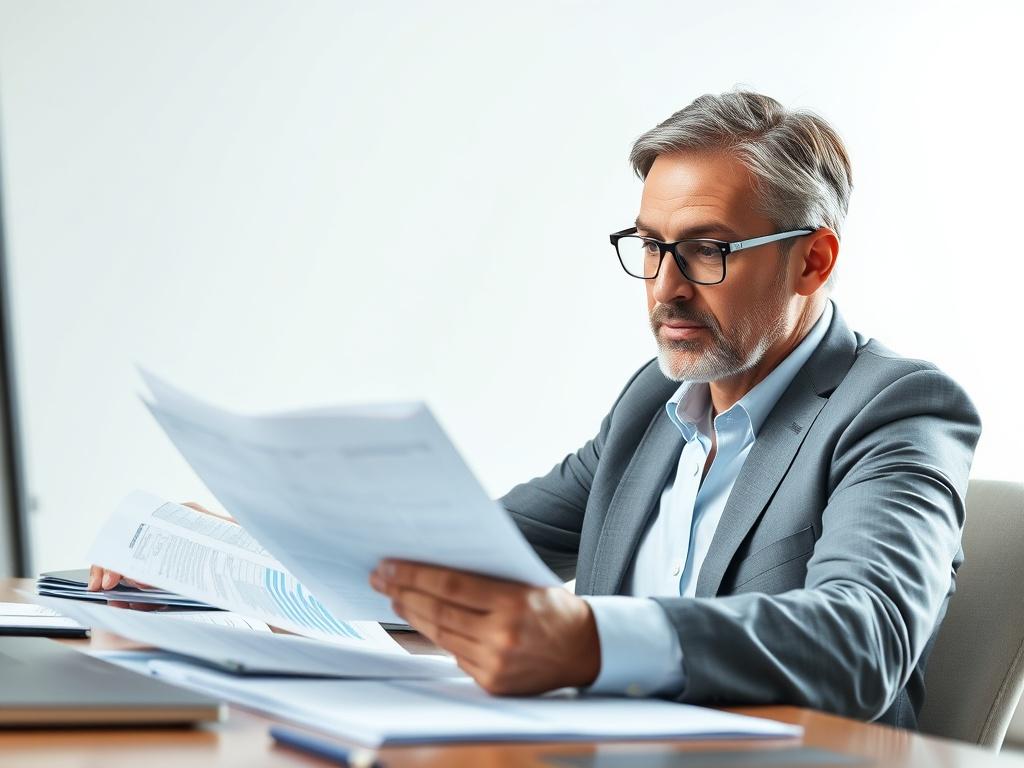 A realistic high resolution of a confident business professional analyzing