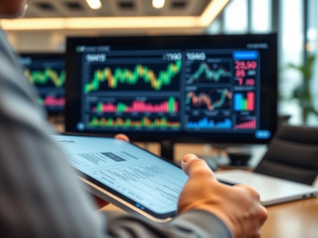 A close up shot of a financial analyst examining structured