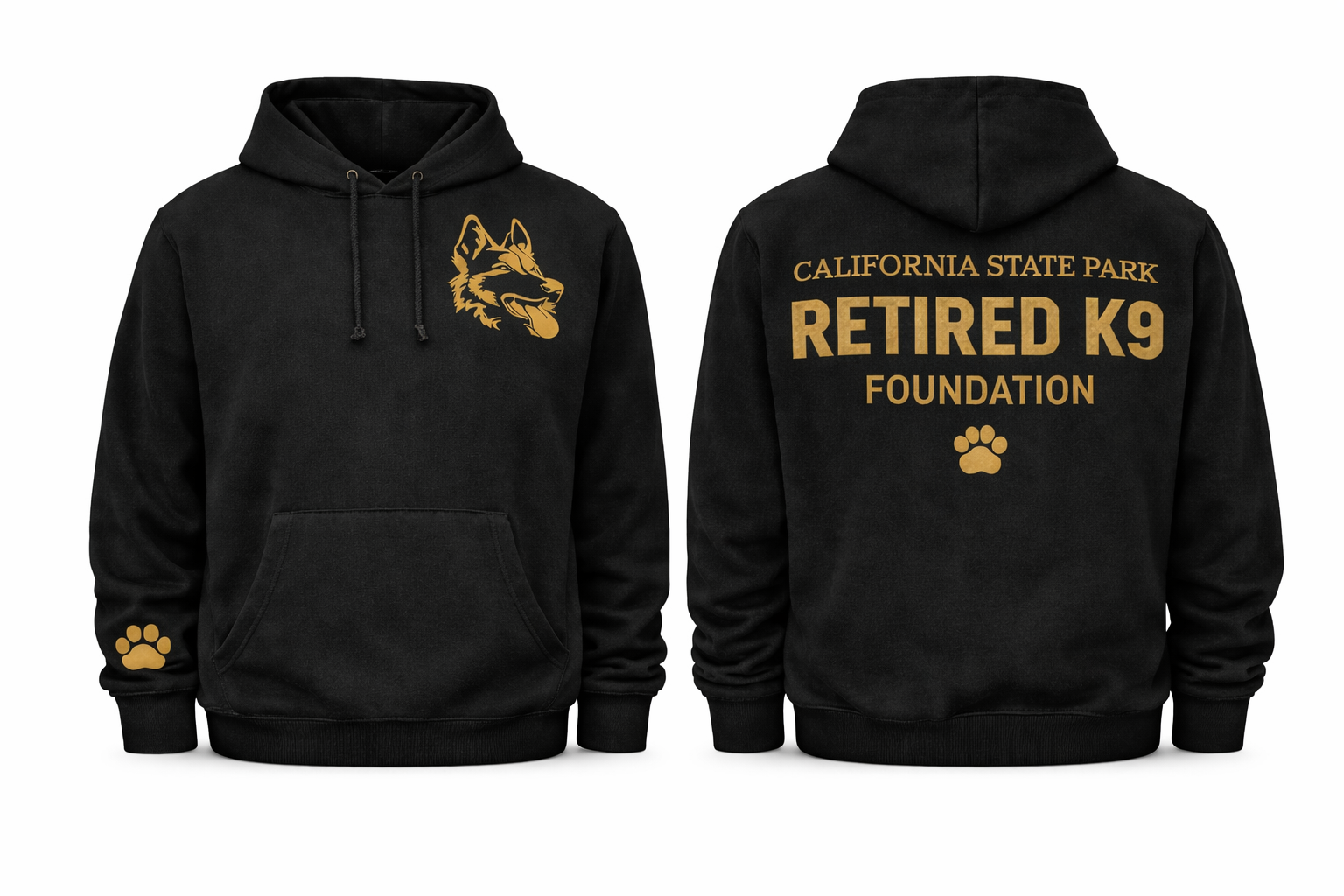 Black & Gold Support K9 Hoodie
