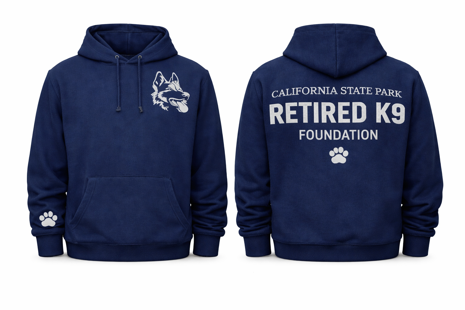 Navy & White Support K9 Hoodie