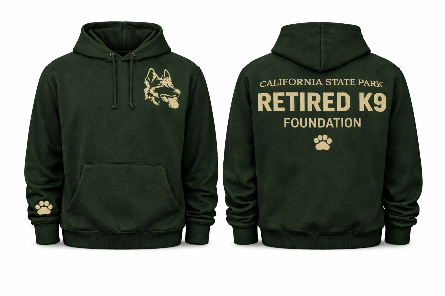 Forest Green & Cream Support K9 Hoodie