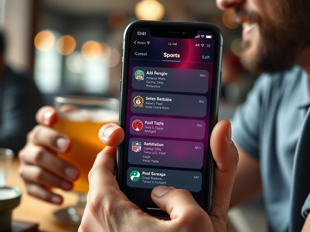 A close up shot of a smartphone displaying personalized sports