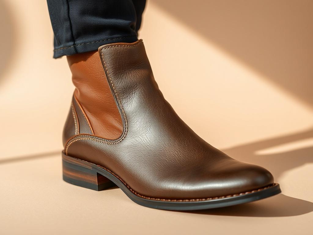 A close up, high resolution image of refined leather ankle