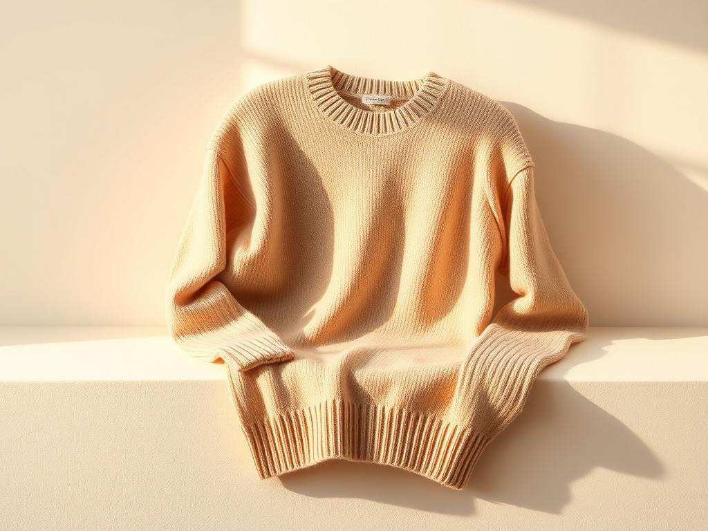 A serene high resolution image of a cashmere sweater draped