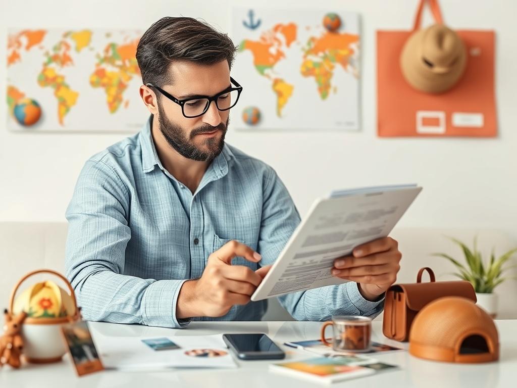 A travel advisor reviewing feedback forms on a digital tablet,