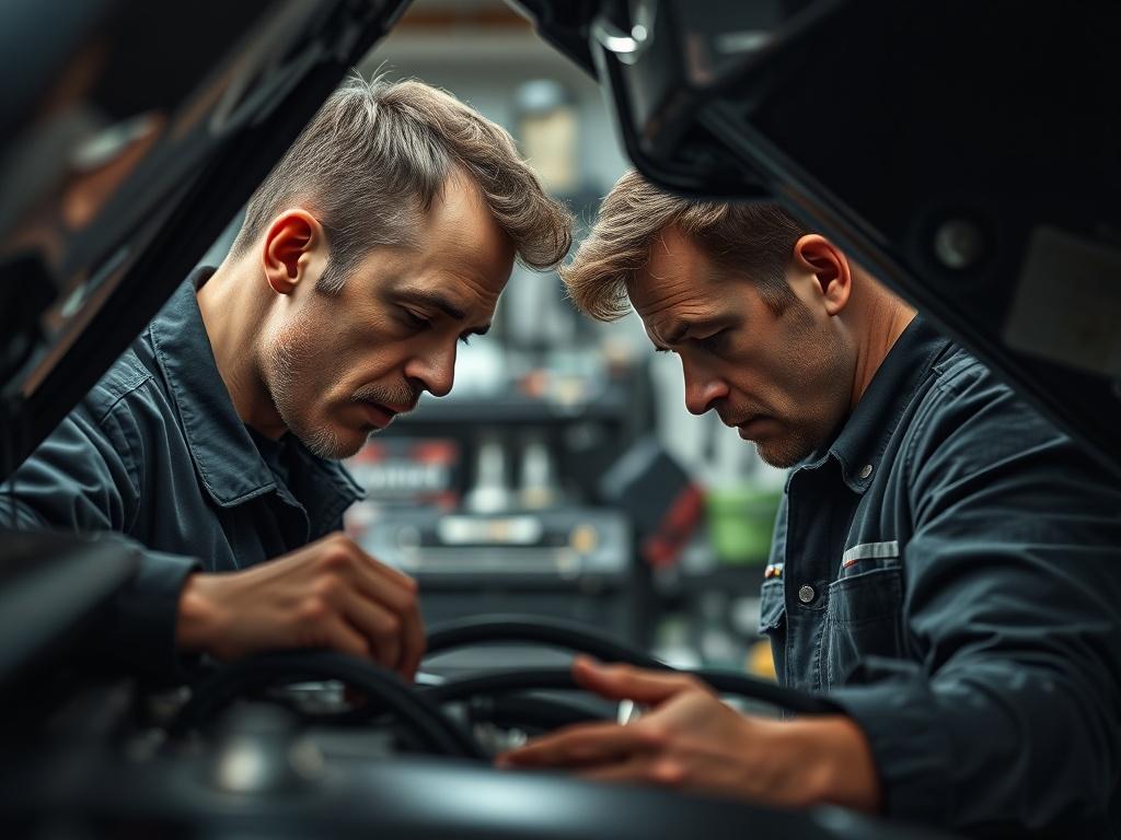 A close up shot of a mechanic working on a