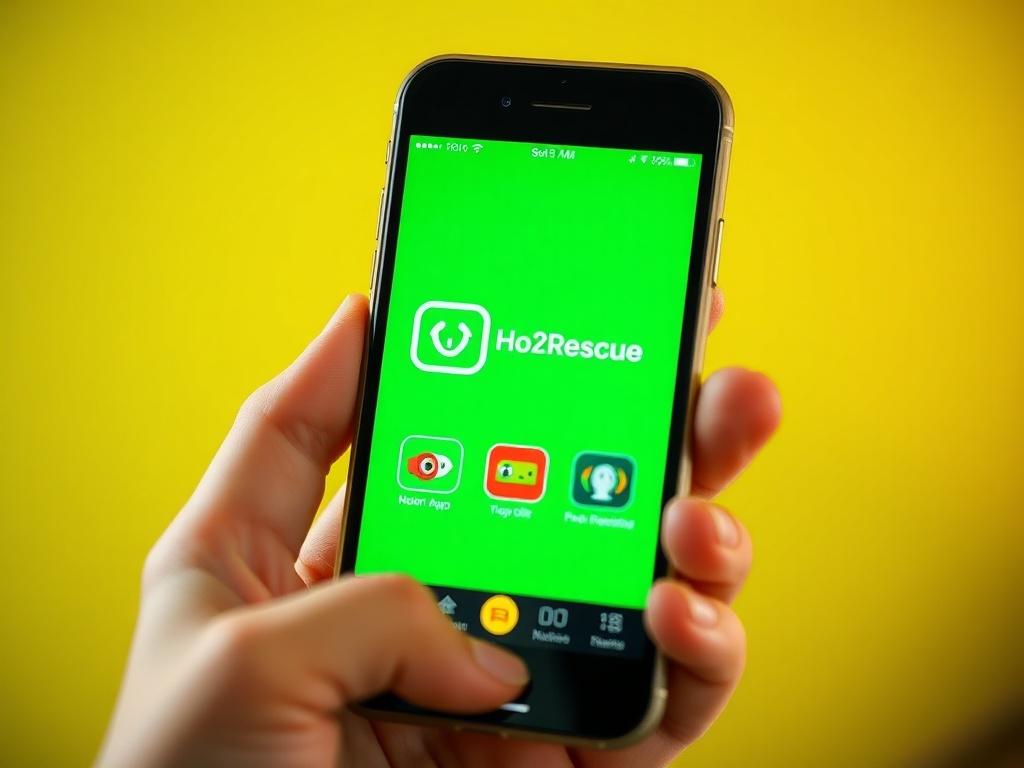 A close up of a smartphone displaying the HooknRescue app