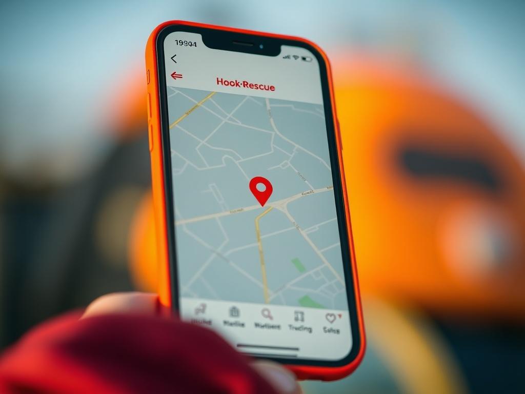 A close up shot of the HooknRescue app showing a