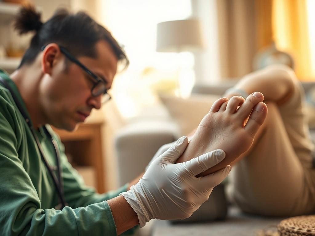 A close up shot of a clinician gently tending to