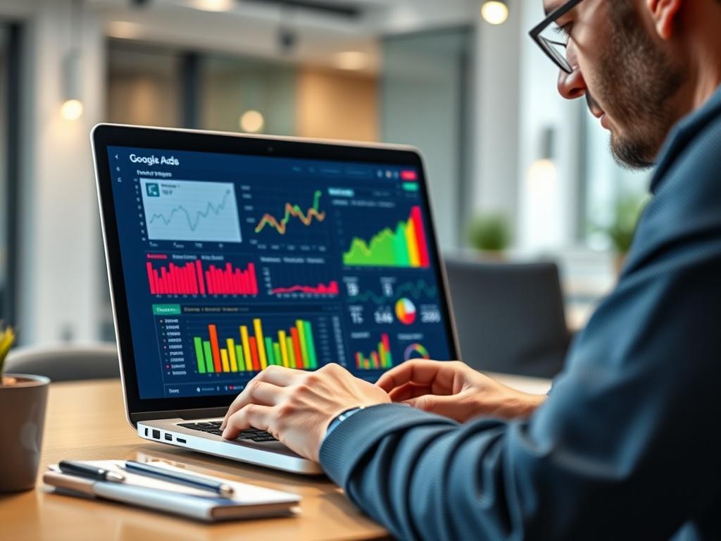 A close up shot of a digital marketing professional analyzing