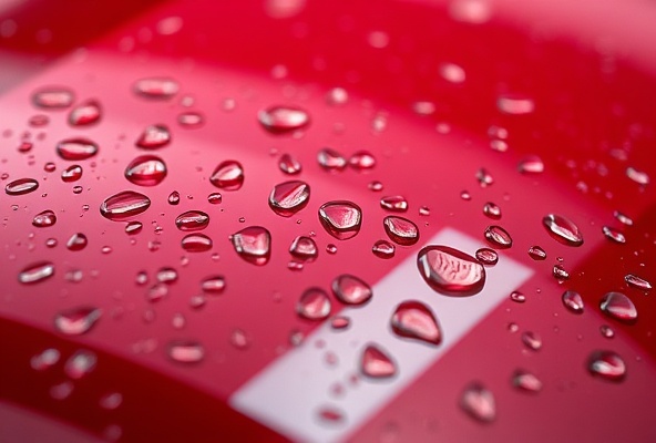 Water beads on detailed car paint