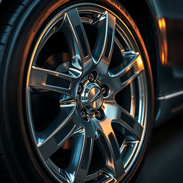 Polished car wheel detail