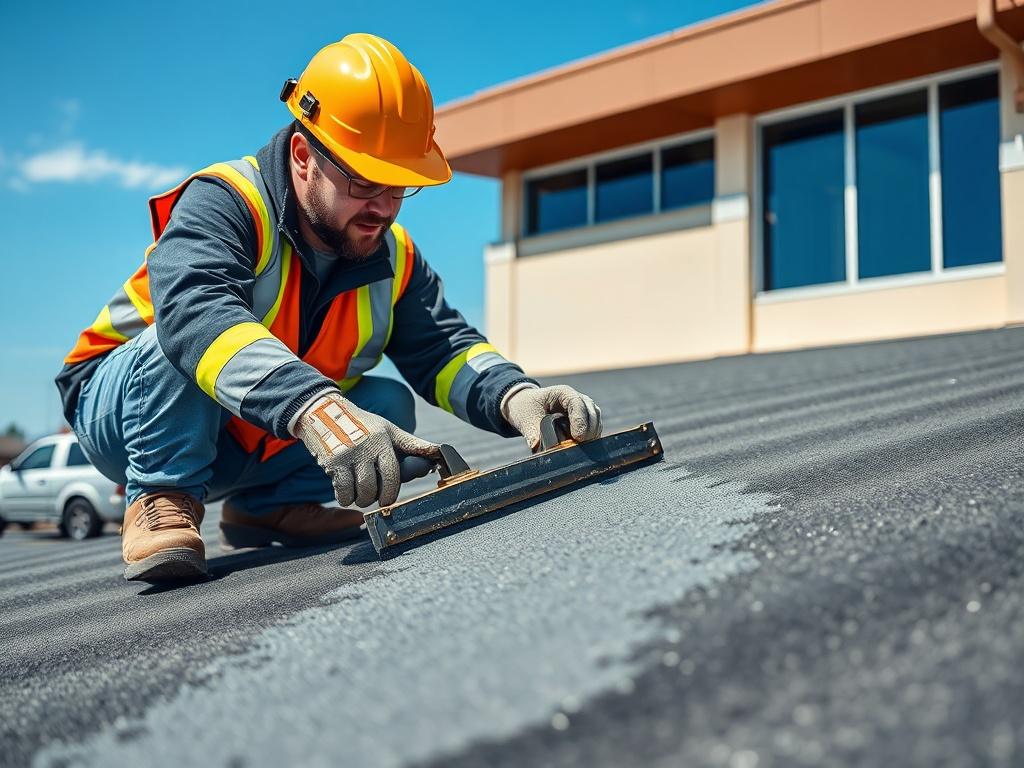 A hyper realistic close up shot of a commercial roofing