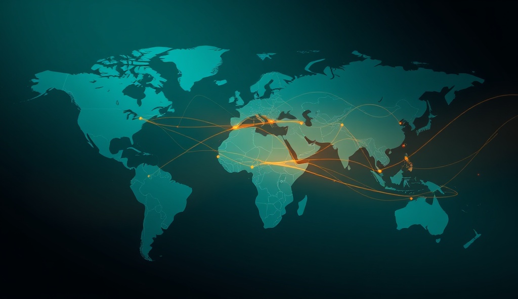 Abstract network visualization showing global connections and collaboration