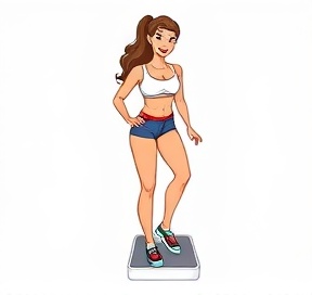 Mulher verificando progresso na balança