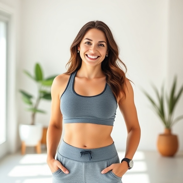 Mulher confiante durante programa de bem-estar