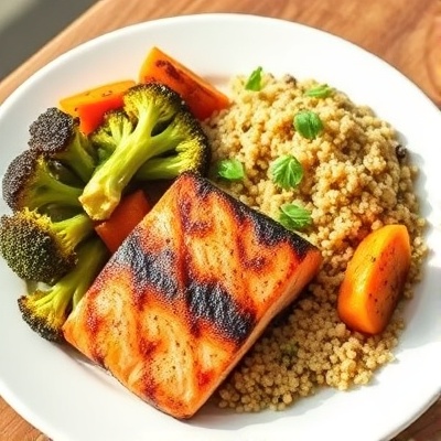 Prato de salmão com legumes