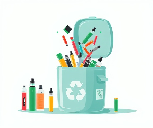 Vapes and batteries being collected into a recycling container